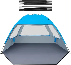 Gorich Beach Tent for 4 People   Beach Tent Poles for Replacement (4 People, Blue)