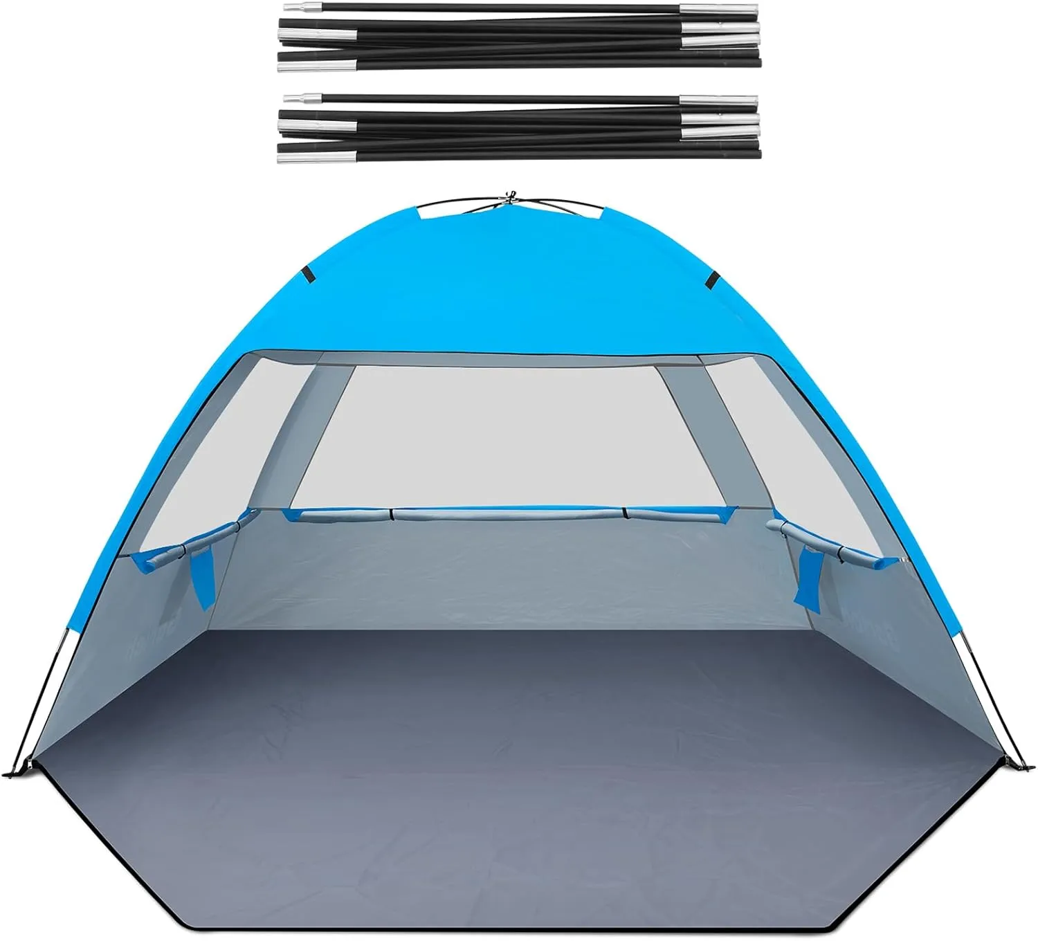 Gorich Beach Tent for 4 People   Beach Tent Poles for Replacement (4 People, Blue)