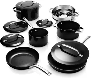 Gotham Steel Modern 11 Pc Ceramic Pots and Pans Set Non Stick, Kitchen Cookware Sets, Non Stick Pots and Pan Set, Ceramic Cookware Set, Pot and Pan Set, Non Toxic Cookware Set, Dishwasher & Oven Safe…