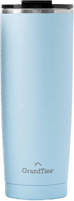 GRANDTIES Insulated Coffee Tumbler Cup w/Tritan Lid | Leak Proof, Reusable, Double Walled Vacuum Stainless Steel Travel Mug | Thermal Cups for Hot and Cold Drinks | 20oz | Glacier Lake, Snowy Texture