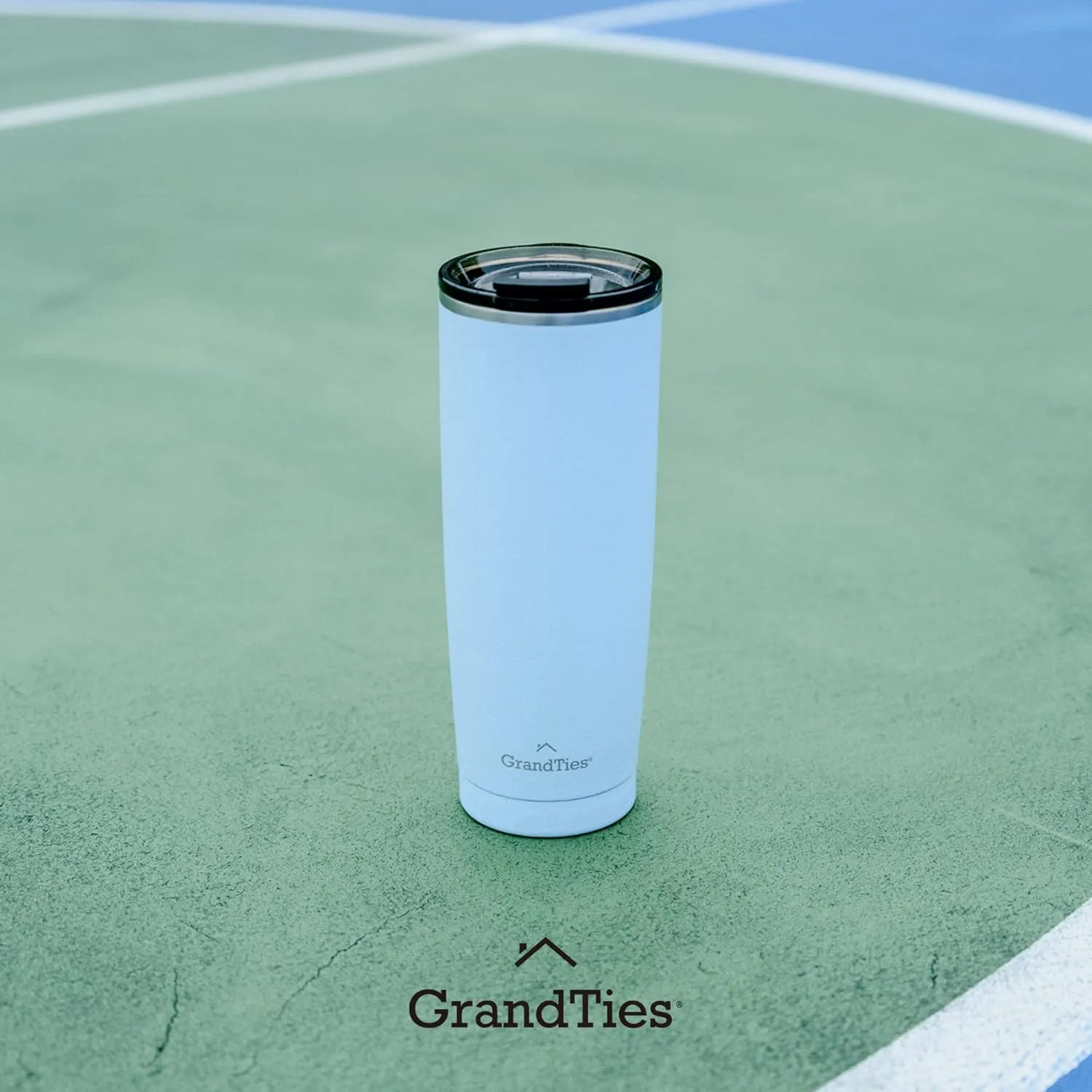 GRANDTIES Insulated Coffee Tumbler Cup w/Tritan Lid | Leak Proof, Reusable, Double Walled Vacuum Stainless Steel Travel Mug | Thermal Cups for Hot and Cold Drinks | 20oz | Glacier Lake, Snowy Texture