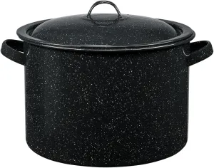 Granite Ware 7.5-Quart Stew Pot with Glass Coating - Chip-Resistant, Non-Porous, Naturally Non-Stick Steel Core Pot for Even Heat Distribution - Great for Stews, Sous Vide Cooking (Speckled Black)
