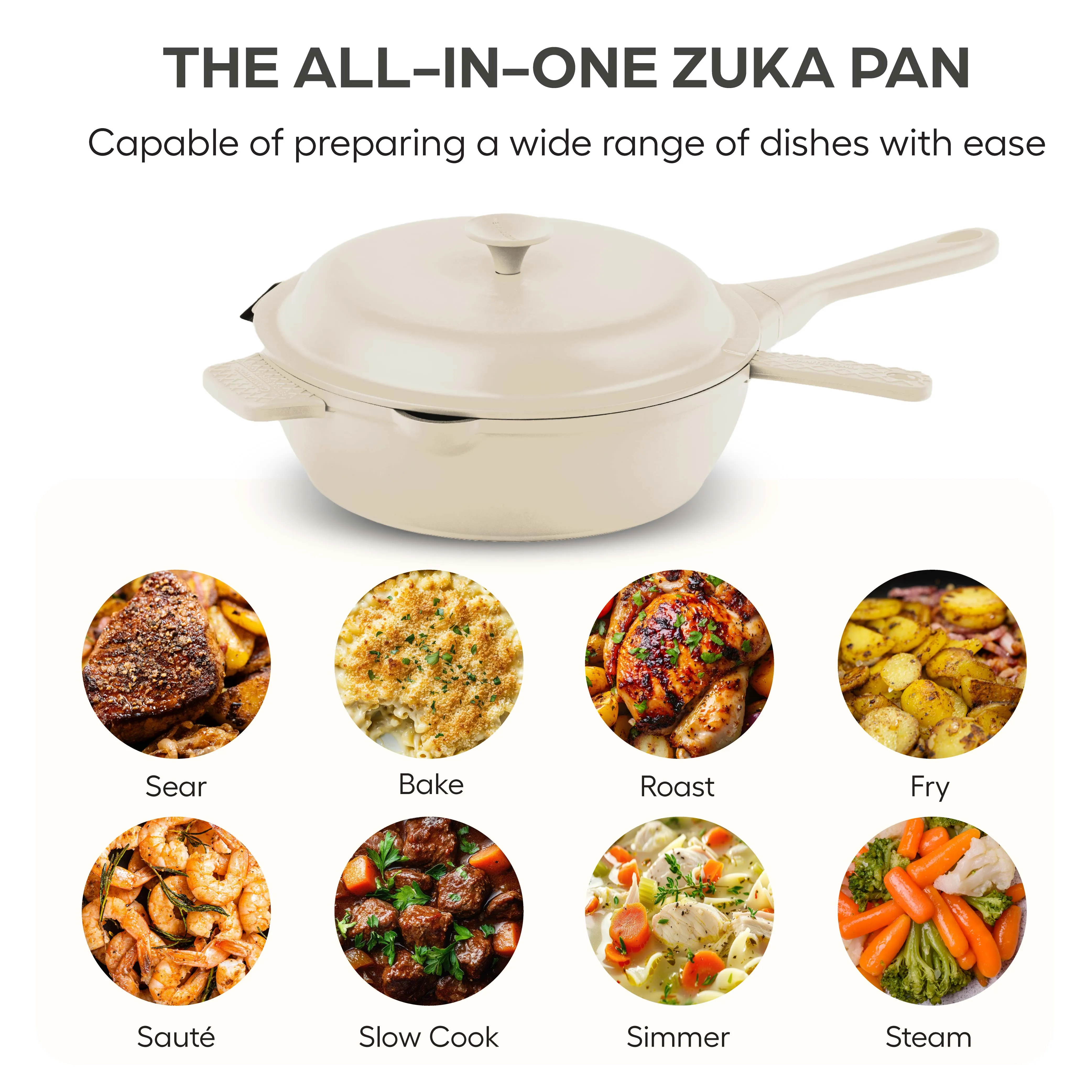 Granitestone 10" Zuka Pan – 6-Piece Multi-Functional Everyday Pan Set with Lid, Nylon Spoon & Steamer Basket