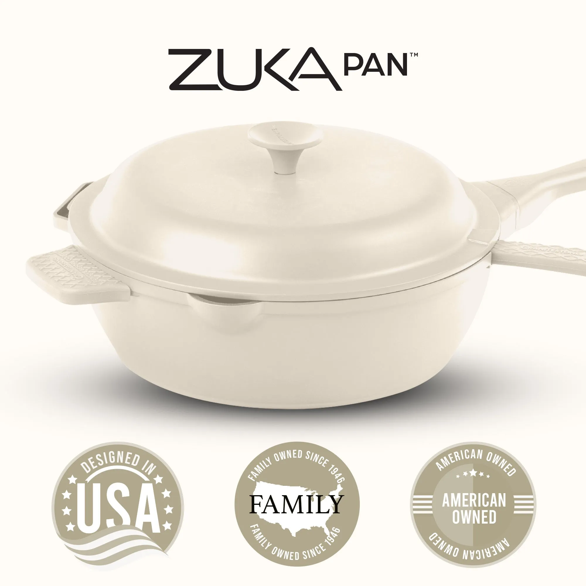 Granitestone 10" Zuka Pan – 6-Piece Multi-Functional Everyday Pan Set with Lid, Nylon Spoon & Steamer Basket