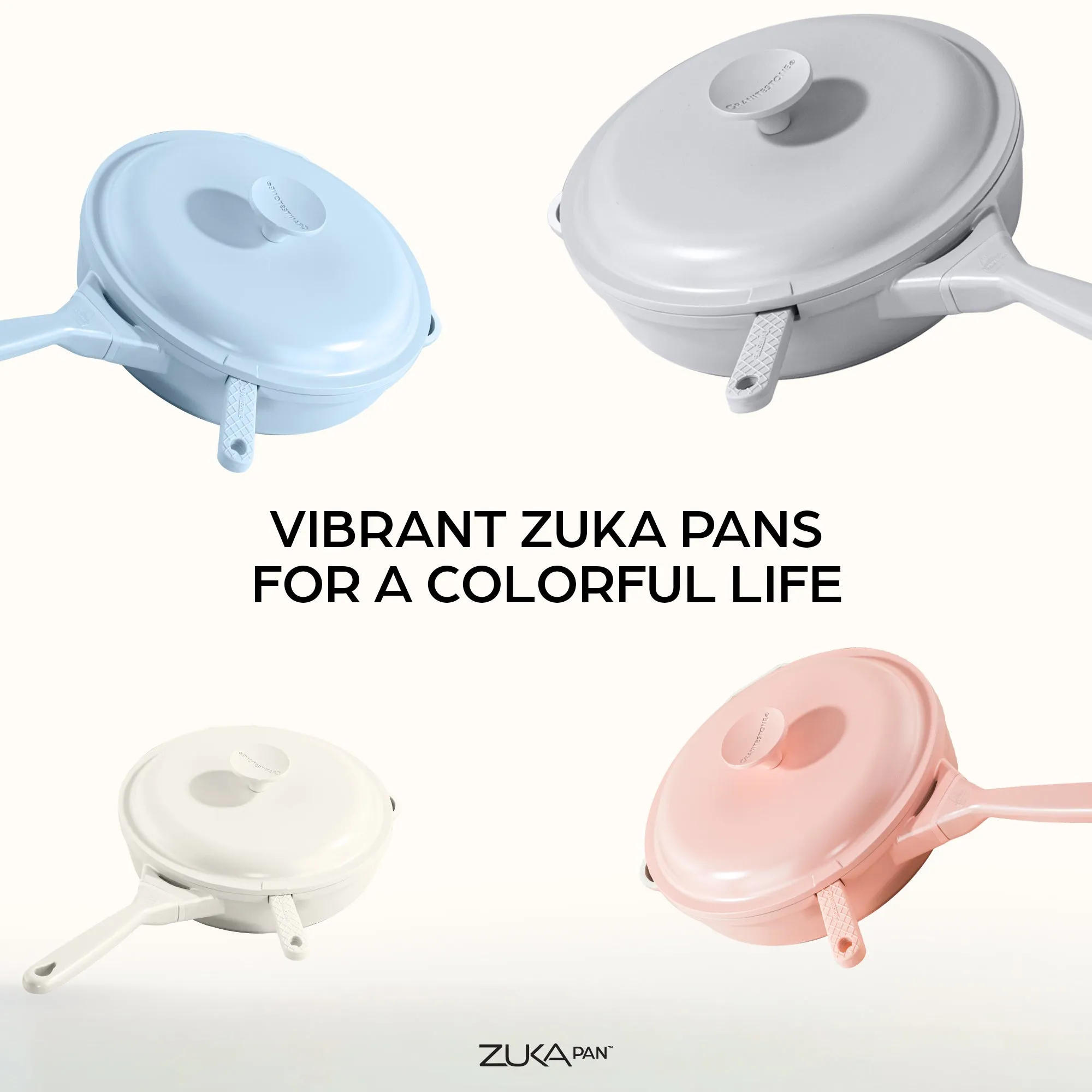 Granitestone 10" Zuka Pan – 6-Piece Multi-Functional Everyday Pan Set with Lid, Nylon Spoon & Steamer Basket