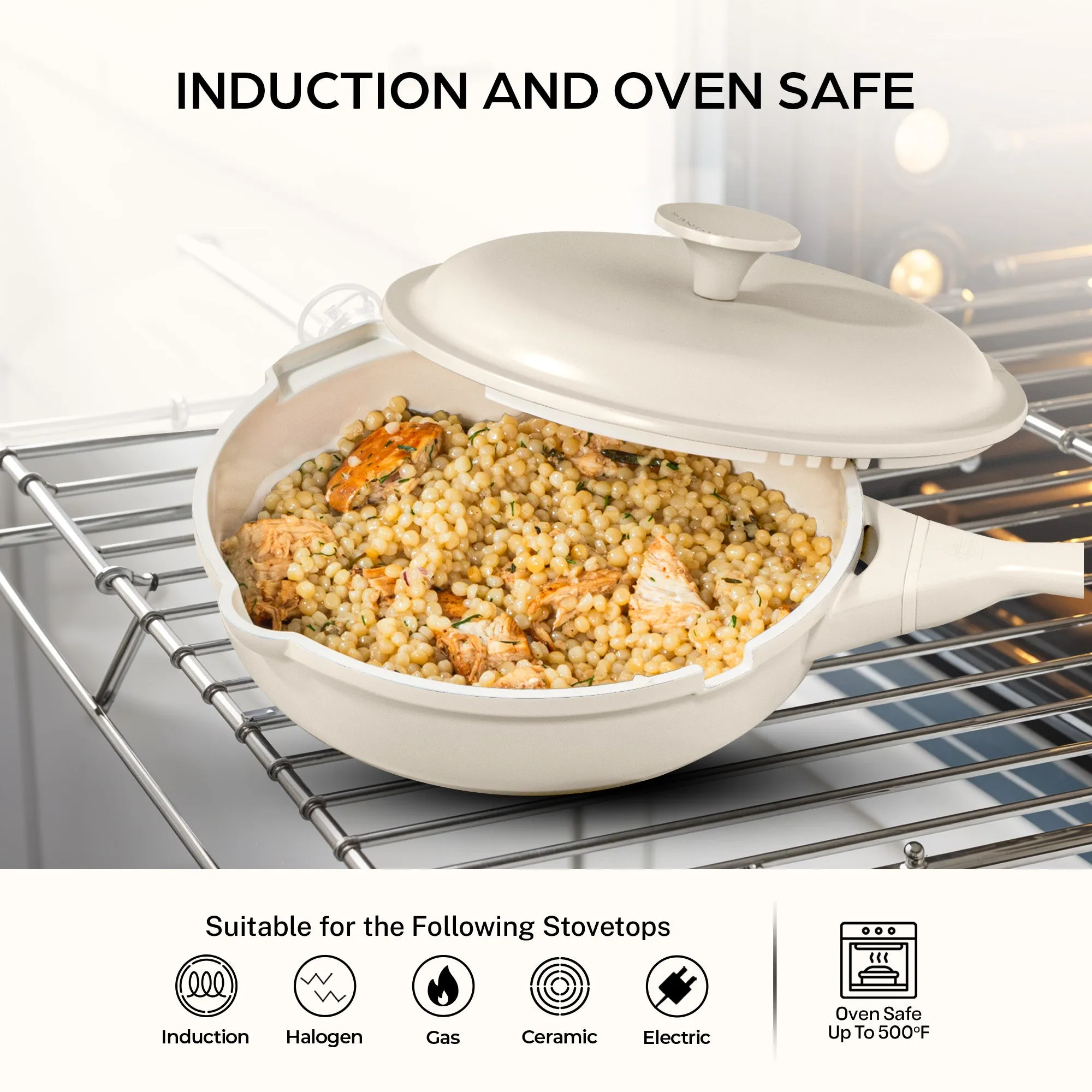 Granitestone 10" Zuka Pan – 6-Piece Multi-Functional Everyday Pan Set with Lid, Nylon Spoon & Steamer Basket