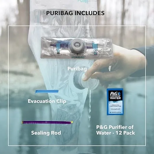 Gravity Water Filter - Portable Water Filtration System and Backpacking Filter for Camping, Hiking and Emergency Treatment - 2.5 Gallon Bag - Hangs Anywhere