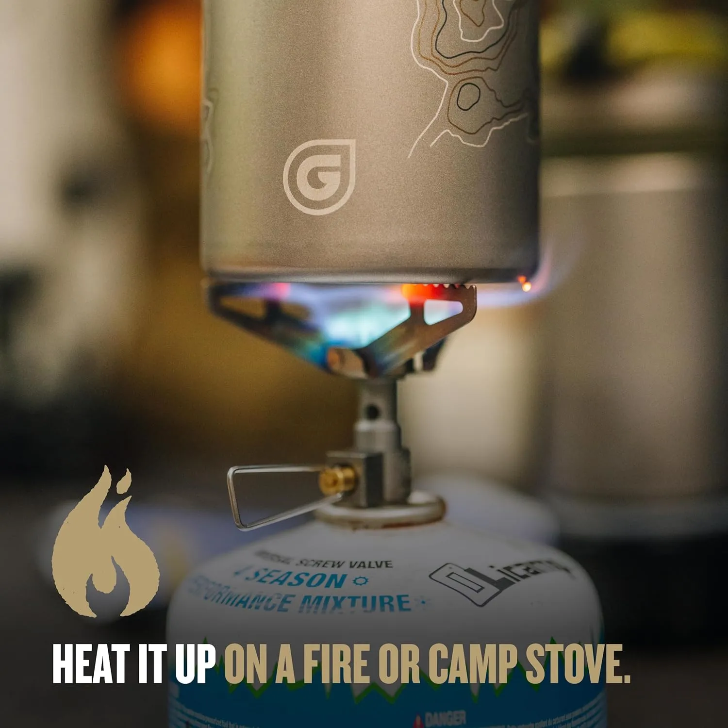 GRAYL GeoPress Titanium 24 oz Water Purifier Bottle with Cooking Lid - Filter for Hiking, Camping, Survival, Travel (Coyote Brown)
