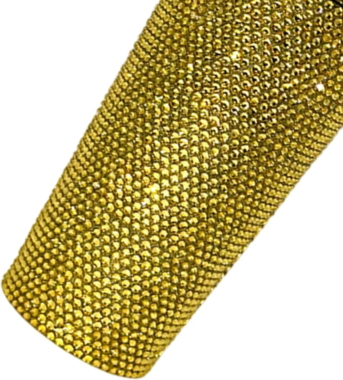 Grebest Customized Thermal Cup for Women Brilliant Rhinestones Drinkware Stainless Steel Insulated Tumbler with Lid Straw Sparkling Water Bottle Golden 500ML