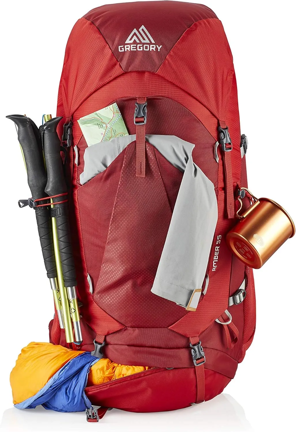 Gregory Amber 55L Women's Dayhiking/Backpacking Pack, with Breathable Backpanel and Comfort 3d Waistbelt, Raincover included, One Size Fits All, Sienna Red