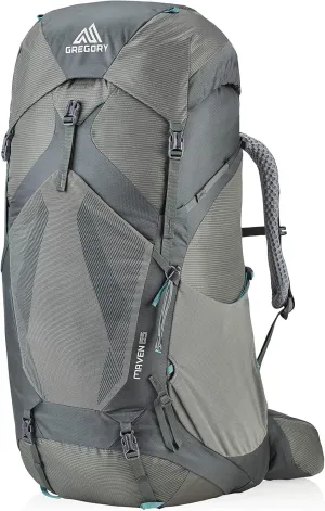Gregory Maven 65L Women's Backpacking Pack, Breathable Backpanel and Shoulder Harness, Raincover Included, Built-In Hydration Sleeve (Reservoir Not Included), Extra Small/Small, Helium Grey