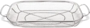 Grill Basket, Stainless Steel Grill Accessories Vegetables Grilling Basket BBQ Basket Barbecue Veggies Charcoal Grilling Topper Cookware for Outdoor Grill