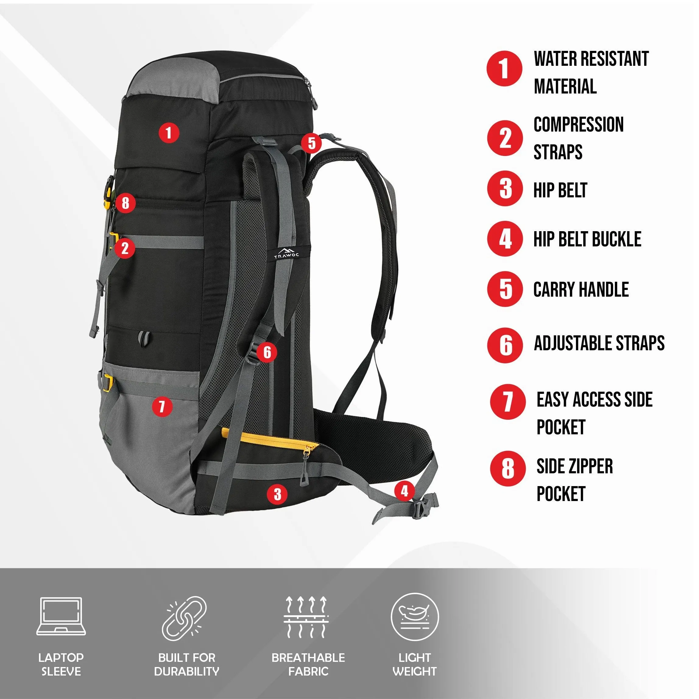 GRITMAX-55 Backpack - Grey