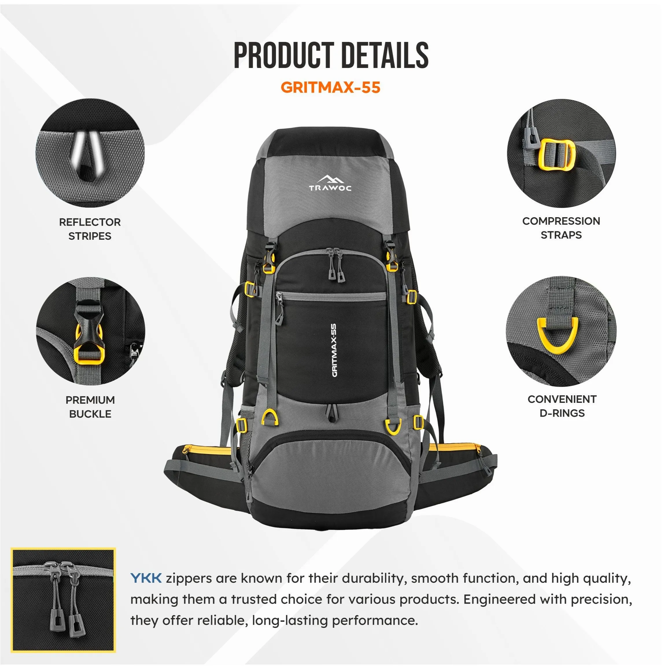 GRITMAX-55 Backpack - Grey