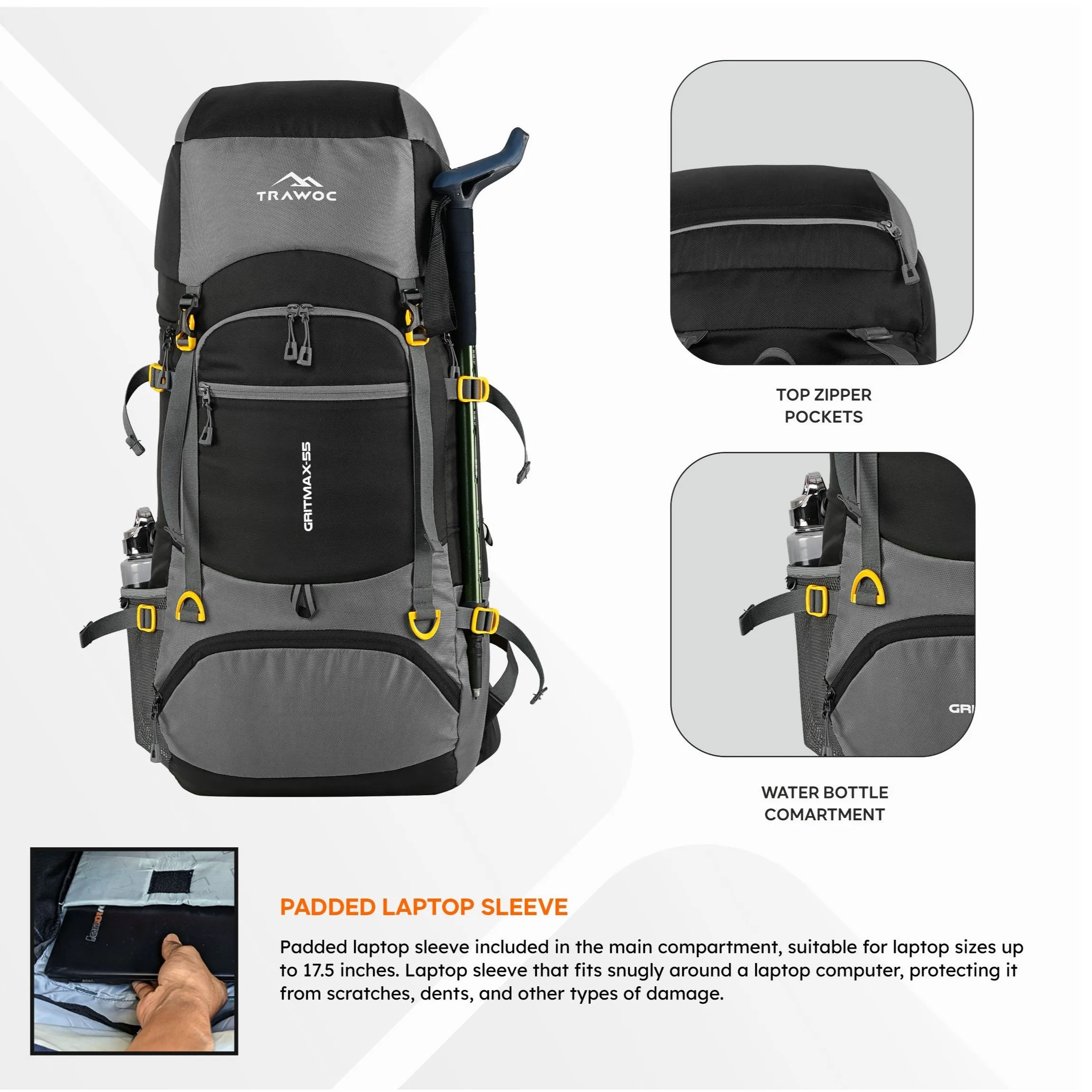 GRITMAX-55 Backpack - Grey
