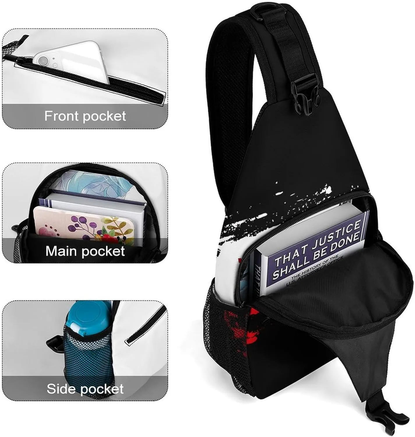 Haiti Flag Painted Sling Bag Crossbody Chest Bag Shoulder Bag For Travel Hiking Cycling Camping