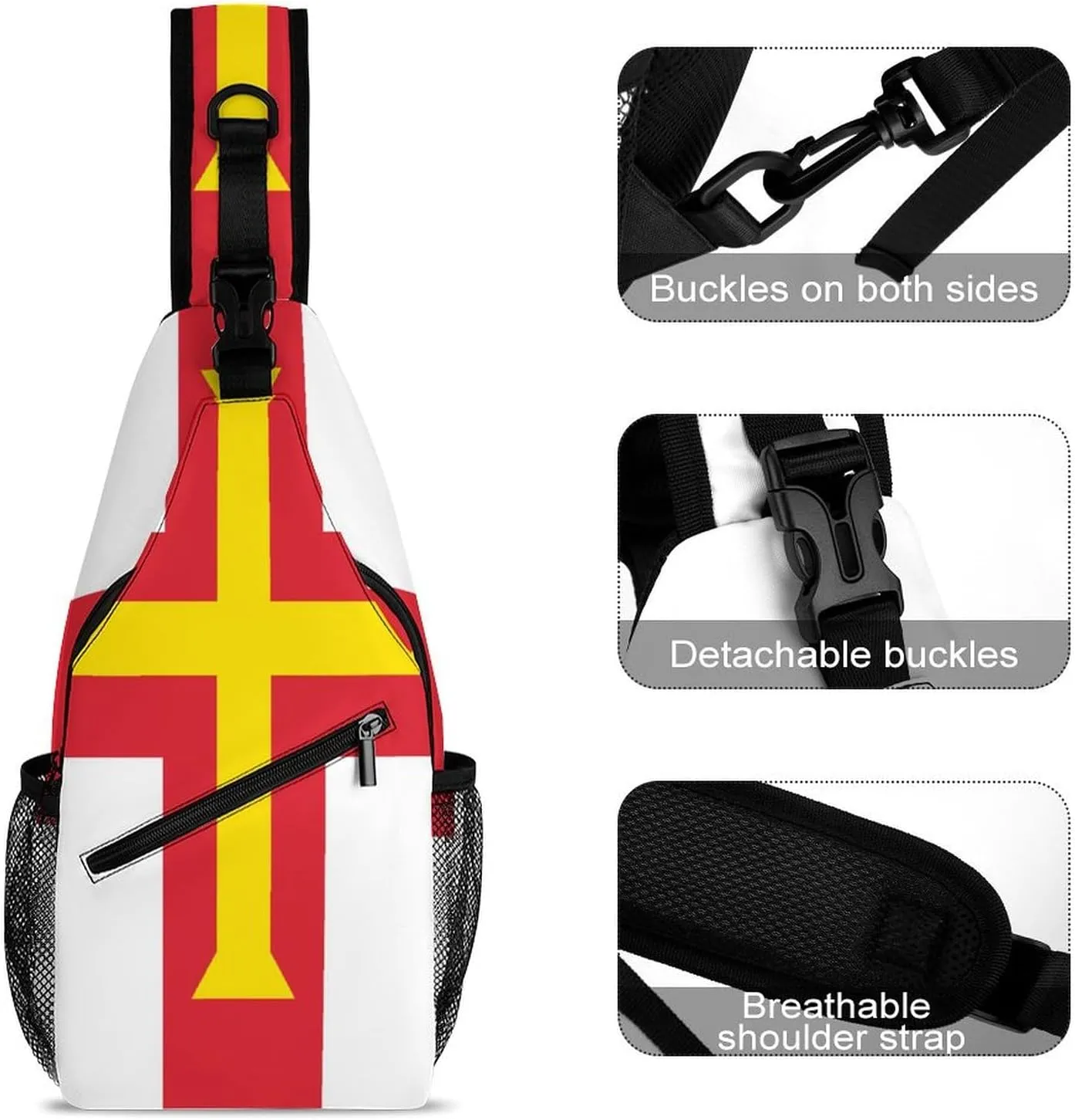 Haiti Flag Sling Bag Crossbody Chest Bag Shoulder Bag For Travel Hiking Cycling Camping