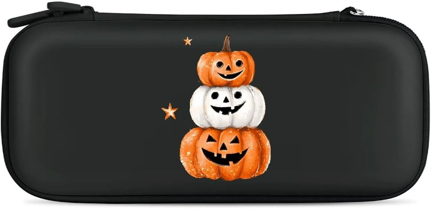 Halloween Cute Pumpkins Compatible with Switch Carrying Case Hard Travel Game Bag Pouch with 15 Games Accessories