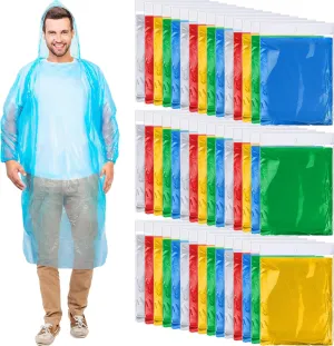 Handepo 100 Pack of Adult Rain Ponchos with Hood Disposable Plastic Rain Ponchos Bulk Emergency Raincoat for Men Women Adult