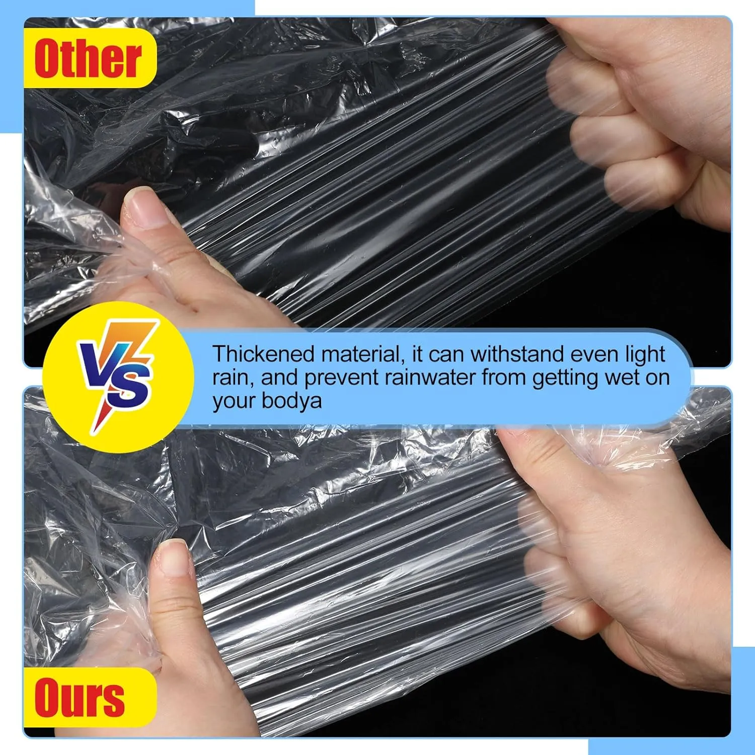 Handepo 100 Pack of Adult Rain Ponchos with Hood Disposable Plastic Rain Ponchos Bulk Emergency Raincoat for Men Women Adult