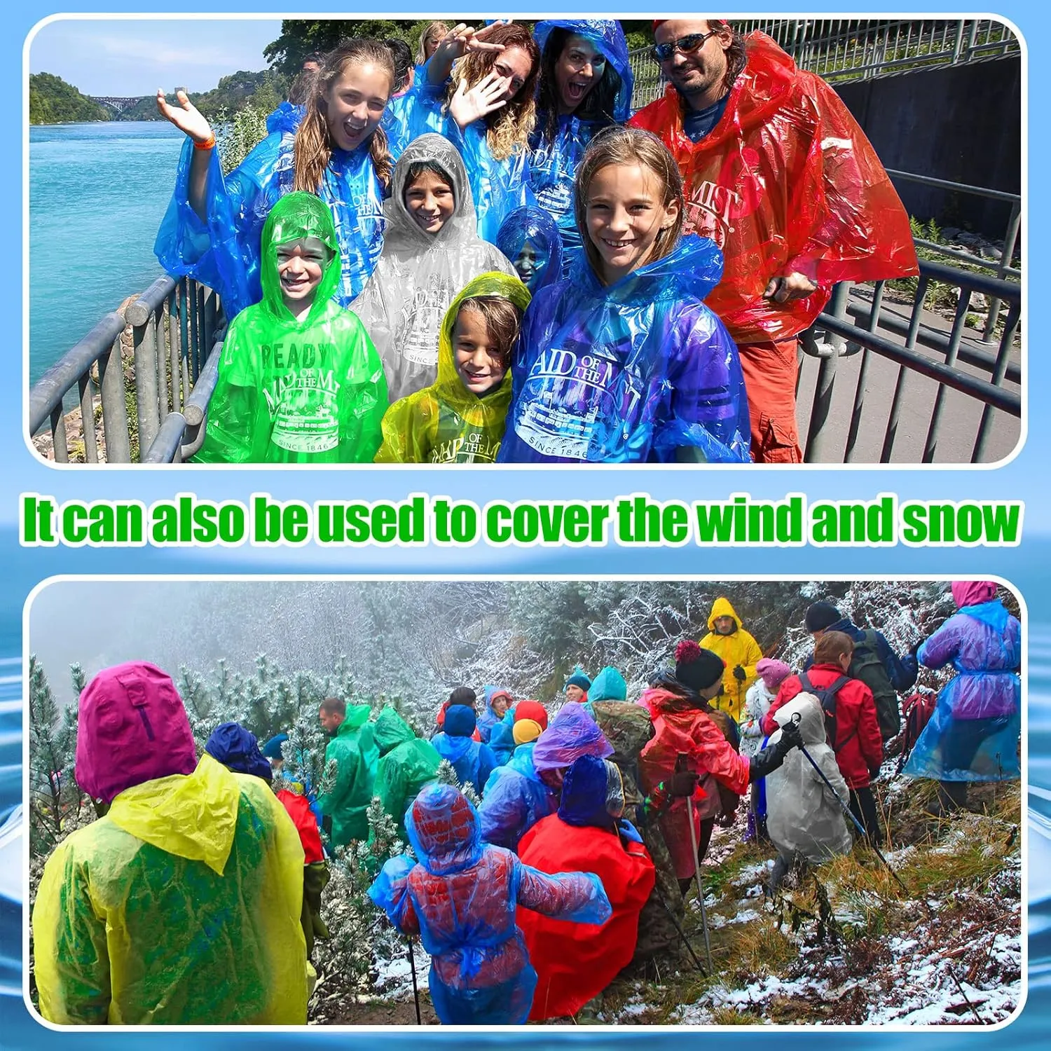 Handepo 100 Pack of Adult Rain Ponchos with Hood Disposable Plastic Rain Ponchos Bulk Emergency Raincoat for Men Women Adult