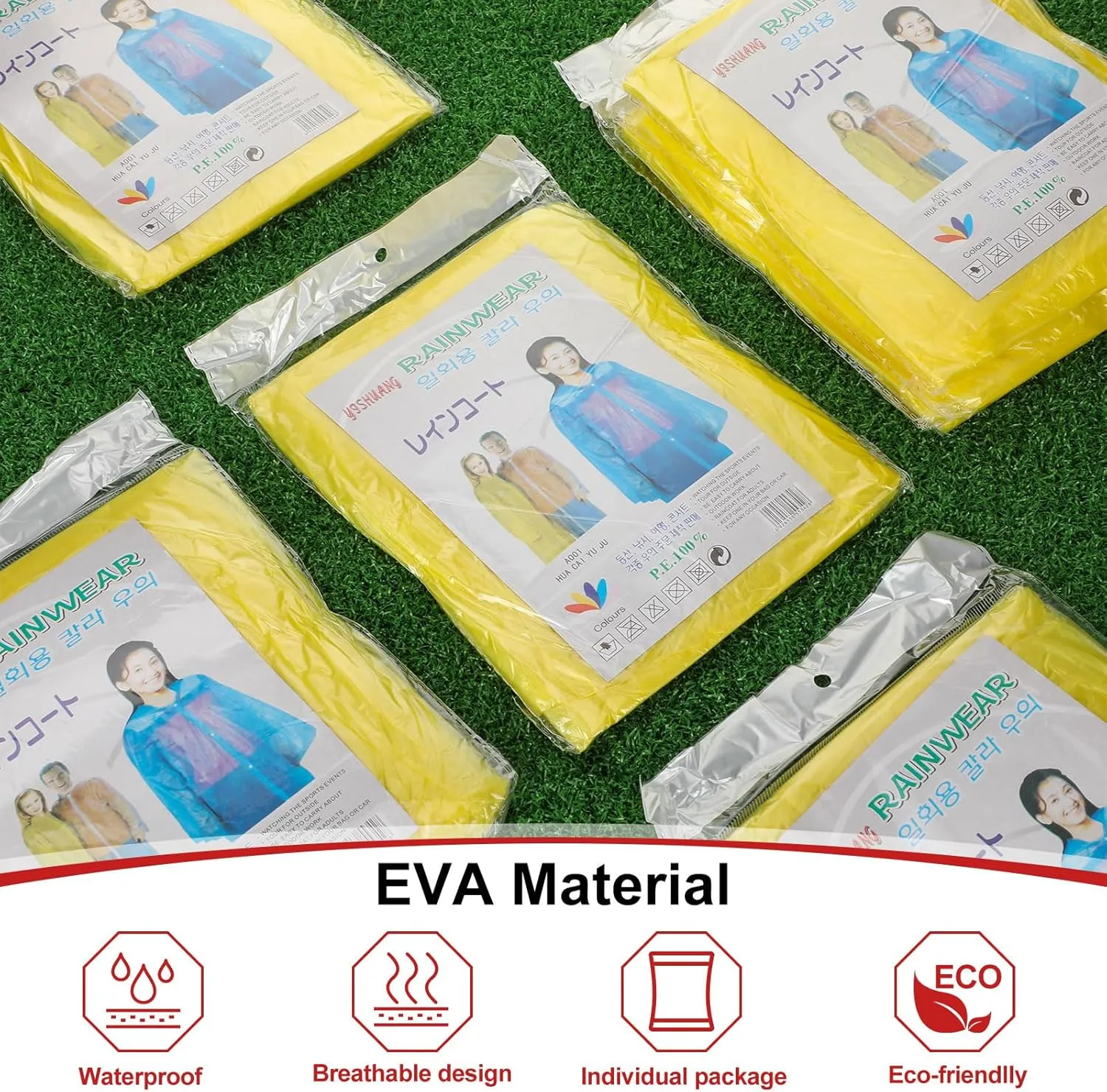 Handepo 100 Pack of Adult Rain Ponchos with Hood Disposable Plastic Rain Ponchos Bulk Emergency Raincoat for Men Women Adult