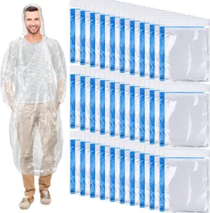 Handepo 100 Pack of Adult Rain Ponchos with Hood Disposable Plastic Rain Ponchos Bulk Emergency Raincoat for Men Women Adult