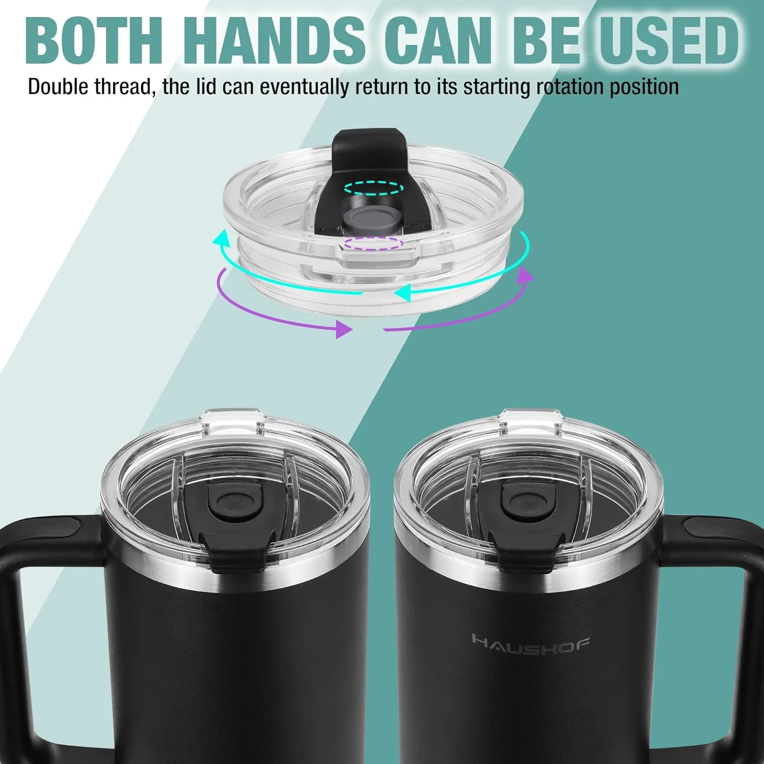 HAUSHOF 40 oz Tumbler with Handle and Straw, Insulated Stainless Steel Coffee Tumbler with Tritan Lid, Double Walled Travel Mug Water Bottle Cup, Large Tumbler for Hot and Cold Drinks