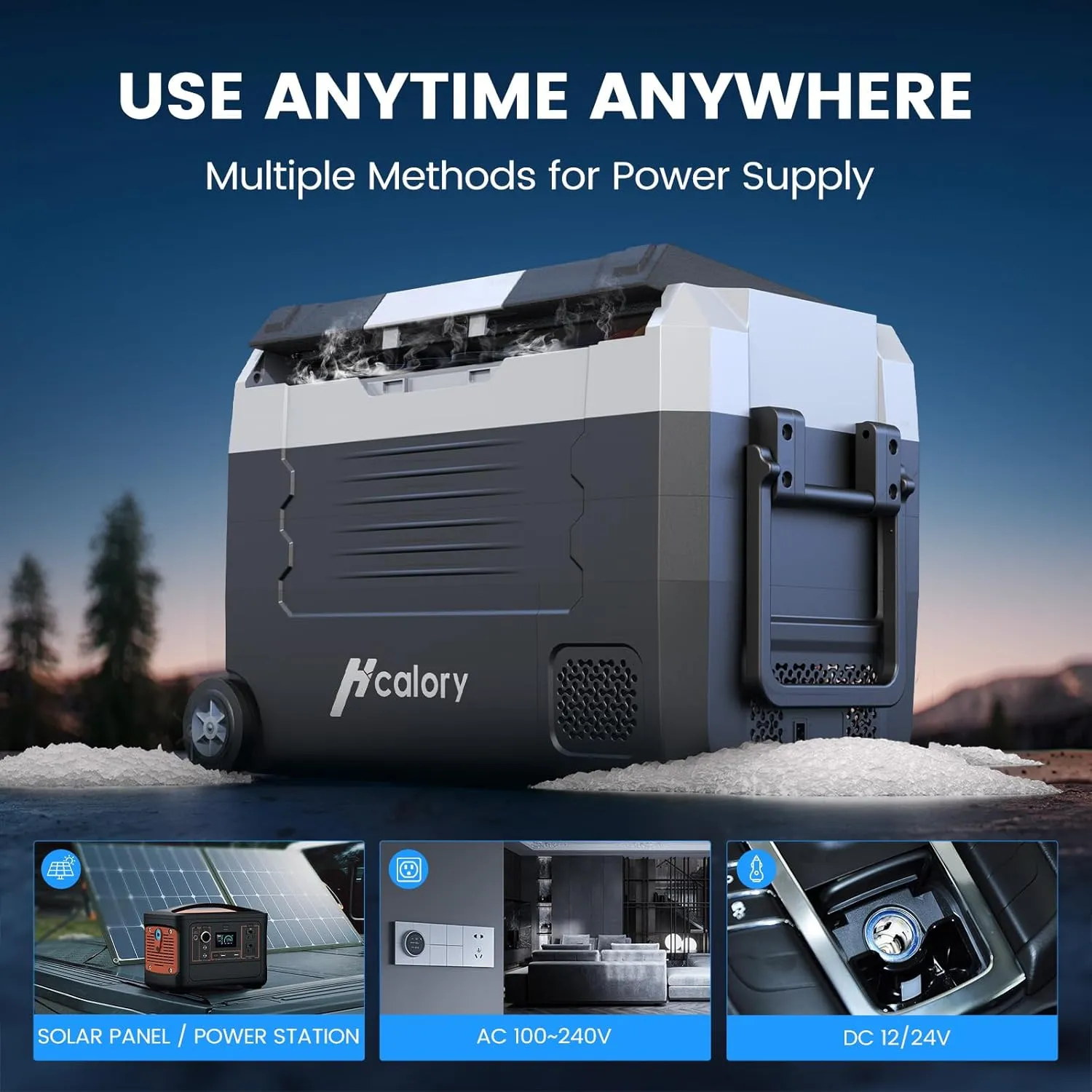 HCALORY 12 Volt Refrigerator, 48QT(45L) Electric Cooler, 12V Car Fridge with APP Control, 12/24V DC 110-240V AC -4℉~68℉, Portable Freezer for Camping, Travel, Truck, Home