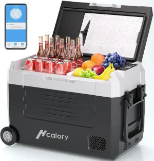 HCALORY 12 Volt Refrigerator, 48QT(45L) Electric Cooler, 12V Car Fridge with APP Control, 12/24V DC 110-240V AC -4℉~68℉, Portable Freezer for Camping, Travel, Truck, Home