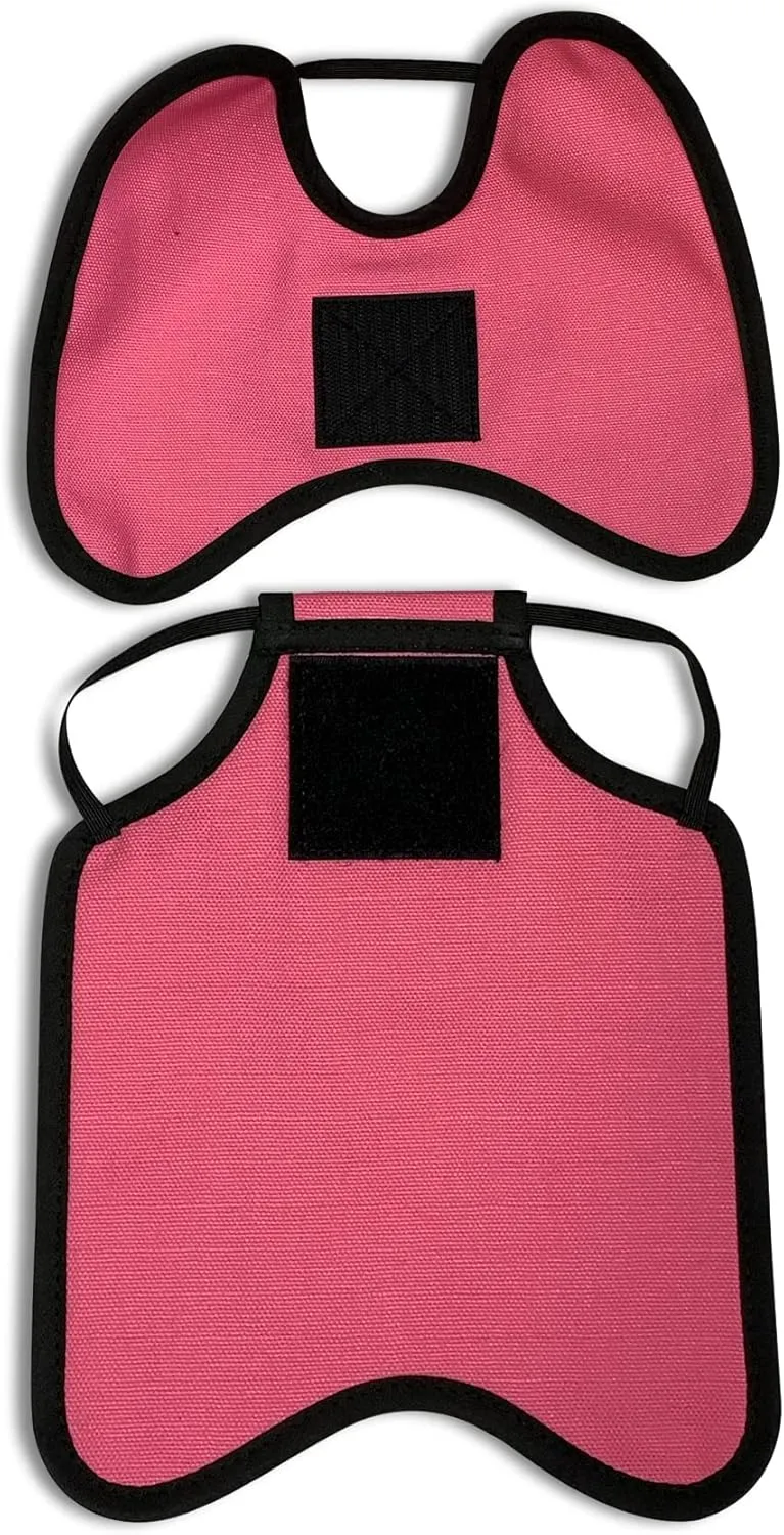 Hen Apron/Saddle, One Strap w/Removable Shoulder Protector – Durable Premium Protection, Hand-Sewn, 100% Cotton, 3 Layers Thick, Protection for Feather Loss & Injuries - Pink, Large
