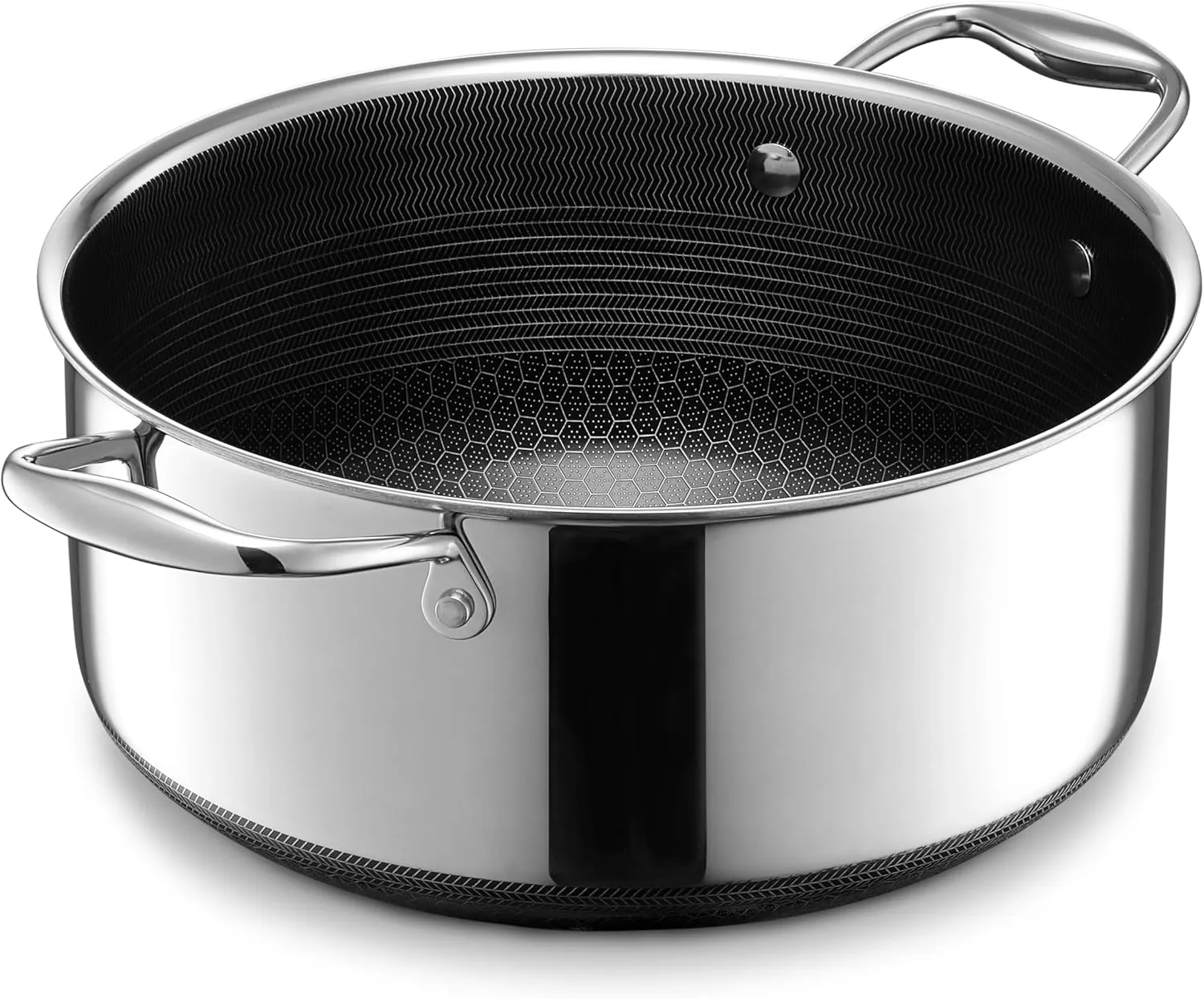HexClad Hybrid Nonstick 5-Quart Dutch Oven with Stainless Steel Lid, Stay-Cool Handles, Dishwasher-Friendly, Oven-Safe Up to 900°F, Induction-Ready, Compatible with All Cooktops