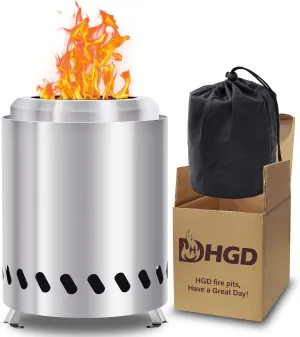 HGD Tabletop Fire Pit, Smokeless Firepit Outdoor, Mini Fire Pit for with Carry Bag for Camping Backyard Patio Garden Picnic,Silver