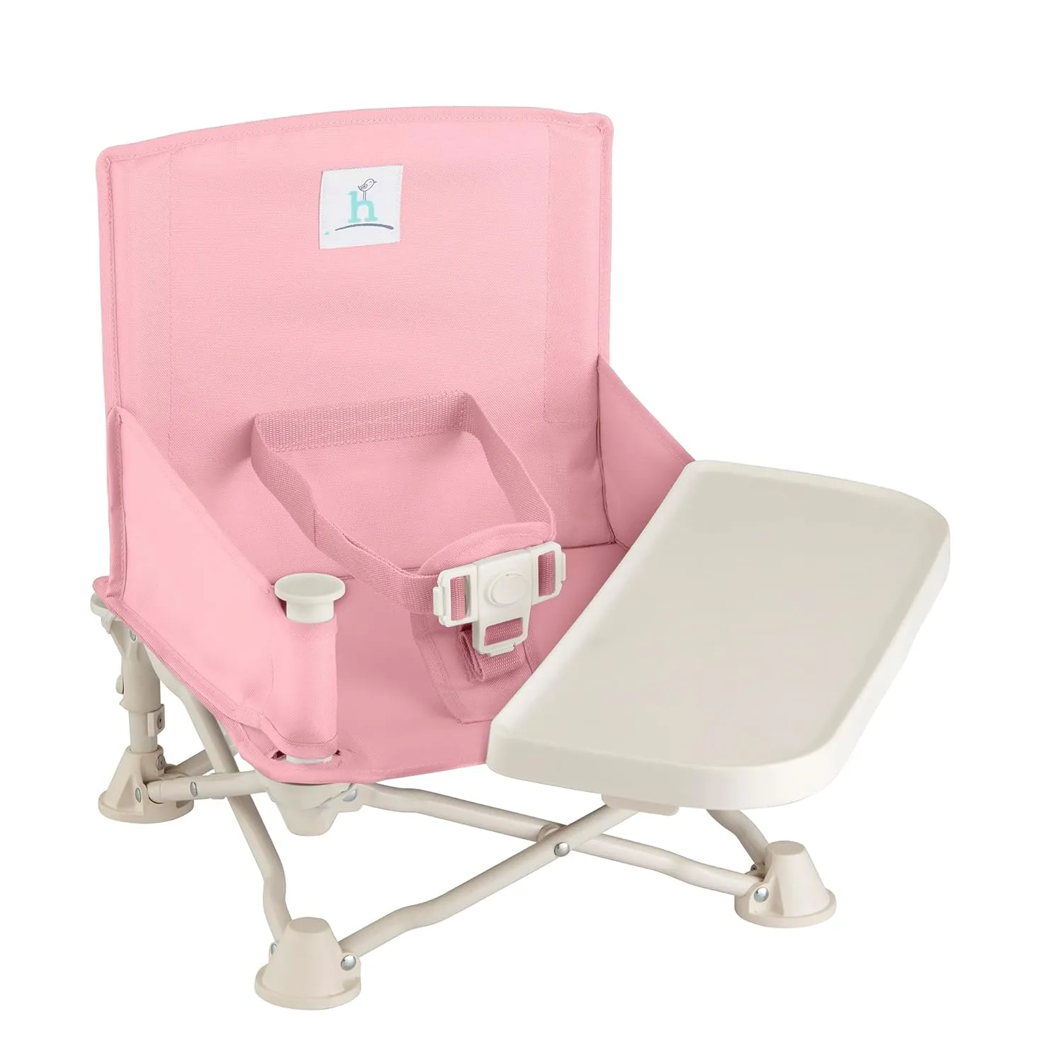 hiccapop OmniBoost Travel Booster Seat with Tray for Baby | Folding Portable Baby Booster Seat for Dining Table, Camping, Beach, Grandma’s | Tip-Free Design Straps to Kitchen Chairs - Booster Chair