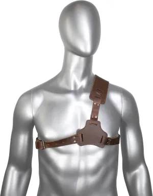 Hide & Play, Gladiator Shoulder Harness, Adjustable Straps, Ideal for Cosplay, Costume Parties, Full Grain Leather, Handmade, Bourbon Brown