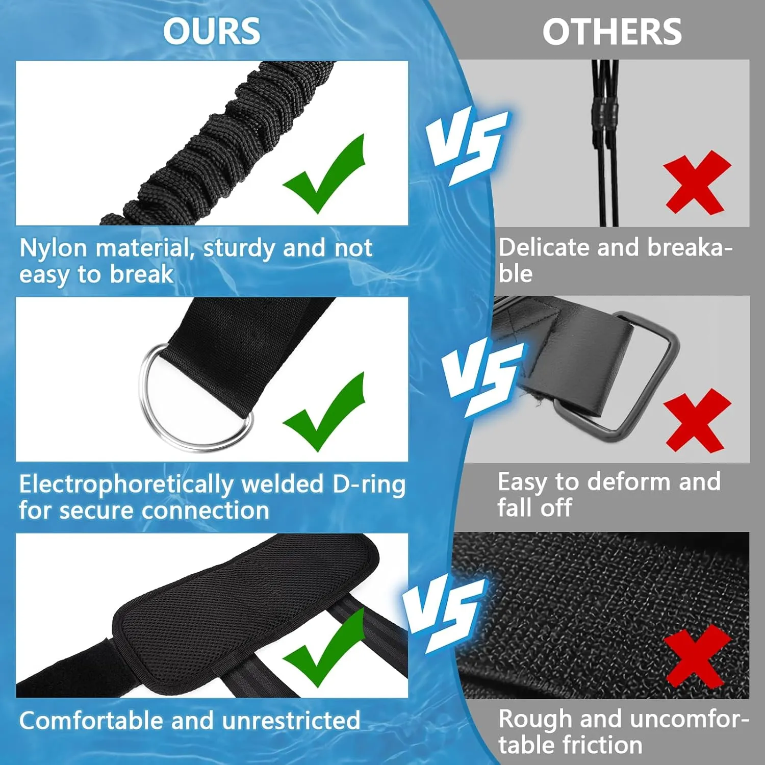 Hikeen Swimming Training Belt - 4M Tether for Swim in Place, Stationary Harness, Aquatic Resistance Belt