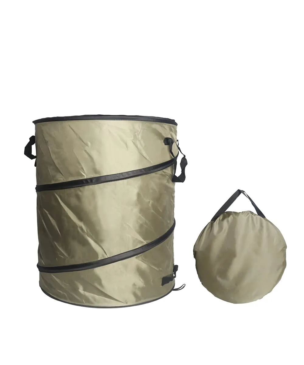HIKEMAN Portable Trash Can Collapsible Camp Trashcan with Fully Zip Lid Reusable Garden Wast Bags Holder for Garbage Rubbish Waste Leaf (WxH:17x21 inches(24 Gallon))