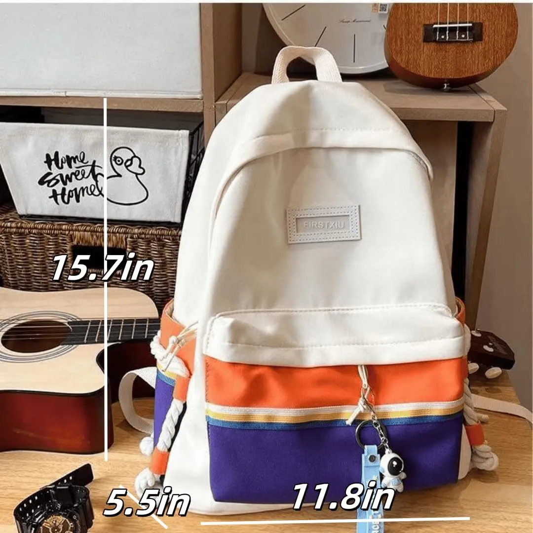 Hiking Daypack with Stain-Resistant Fabric, Unisex Color Clash Design Backpack for Trekking, Cycling (Black)