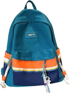 Hiking Daypack with Stain-Resistant Fabric, Unisex Color Clash Design Backpack for Trekking, Cycling (Blue)