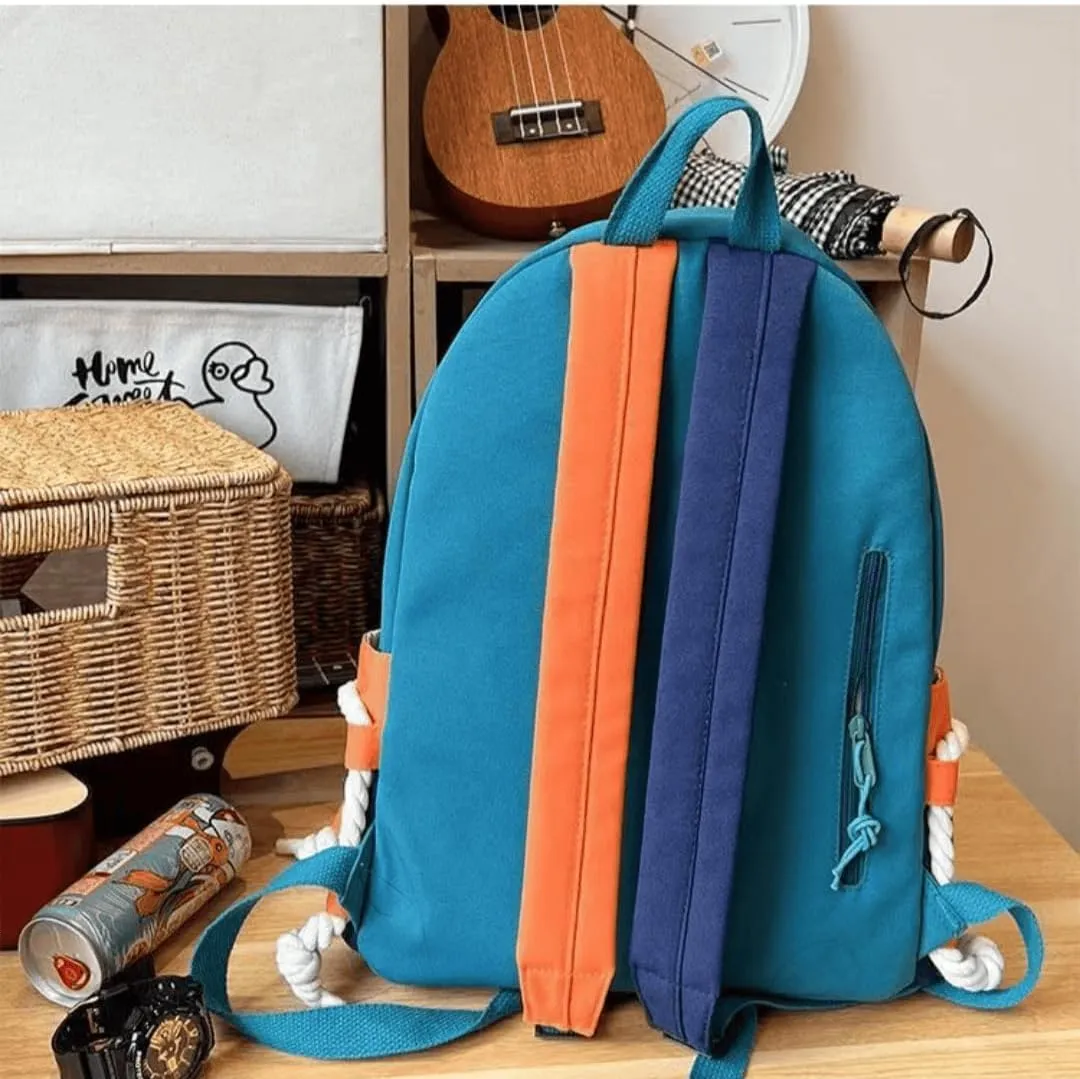 Hiking Daypack with Stain-Resistant Fabric, Unisex Color Clash Design Backpack for Trekking, Cycling (Blue)