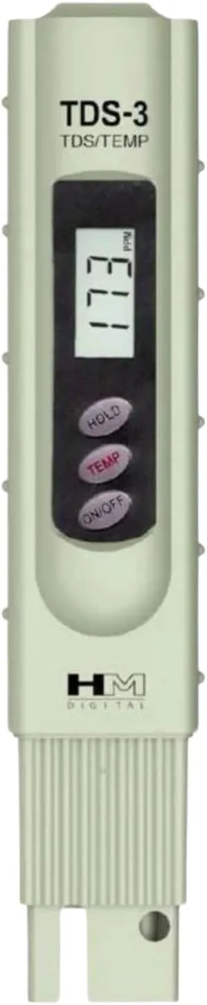 HM Digital TDS-3 Handheld TDS Meter With Carrying Case, 0 - 9990 ppm TDS Measurement Range, 1 ppm Resolution,  /- 2% Readout Accuracy