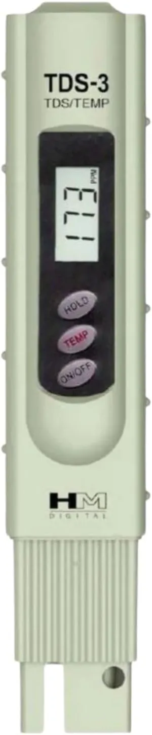 HM Digital TDS-3 Handheld TDS Meter With Carrying Case, 0 - 9990 ppm TDS Measurement Range, 1 ppm Resolution,  /- 2% Readout Accuracy