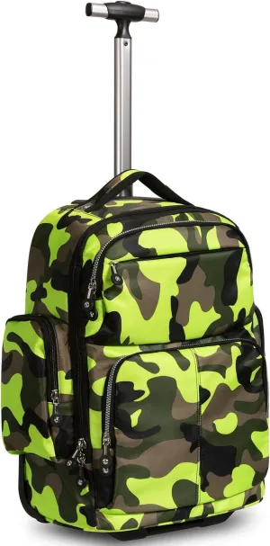 HollyHOME 20 inches Large Storage Multifunction Wheeled Travel Laptop Business Trip Rolling Backpack Carry-on Luggage Compuer Bag, Green