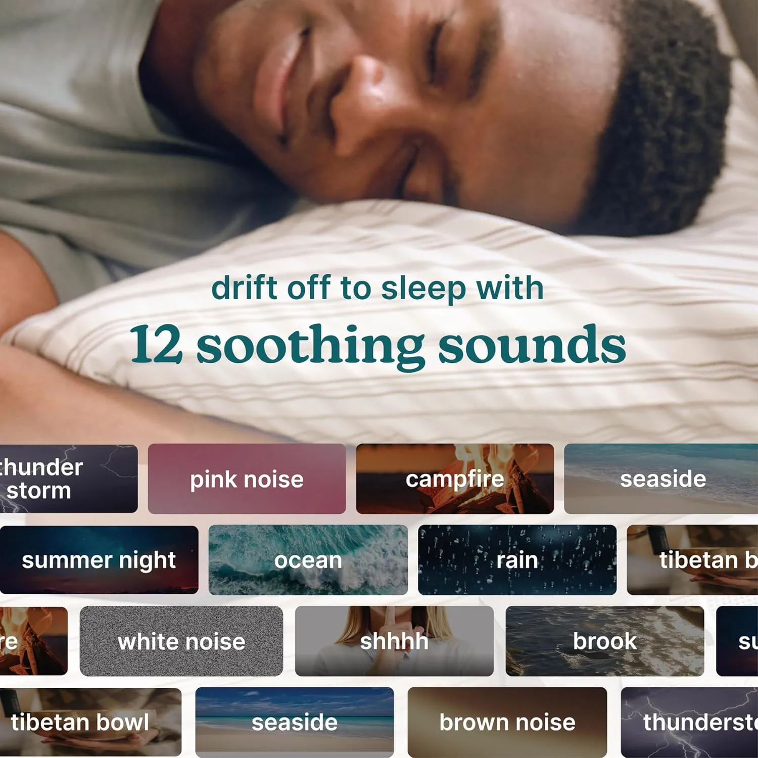 Homedics Premium Sleep Better Portable Sound Machine, Night Light,12 Soothing Sounds Including White Noise, Rain, and Thunderstorm, Ultra-Portable Design, Auto-Off Timer, for Travel & Baby Sleep