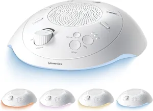 Homedics Premium Sleep Better Portable Sound Machine, Night Light,12 Soothing Sounds Including White Noise, Rain, and Thunderstorm, Ultra-Portable Design, Auto-Off Timer, for Travel & Baby Sleep