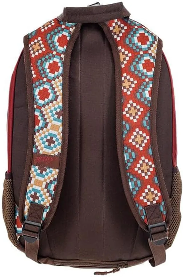 HOOEY "Rockstar 20 Liter School Hiking Backpack Rain Cover Hat Strap Laptop Sleeve Hydro Pockets (Aztec/Rust)