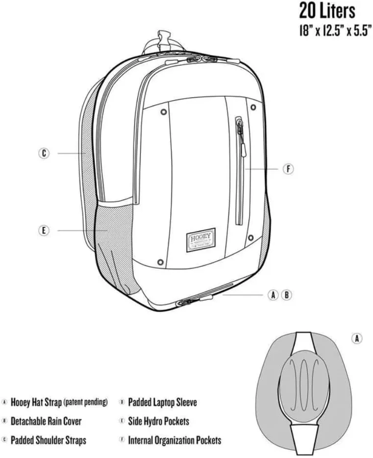 HOOEY "Rockstar 20 Liter School Hiking Backpack Rain Cover Hat Strap Laptop Sleeve Hydro Pockets (Aztec/Rust)
