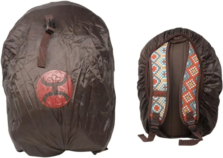 HOOEY "Rockstar 20 Liter School Hiking Backpack Rain Cover Hat Strap Laptop Sleeve Hydro Pockets (Aztec/Rust)