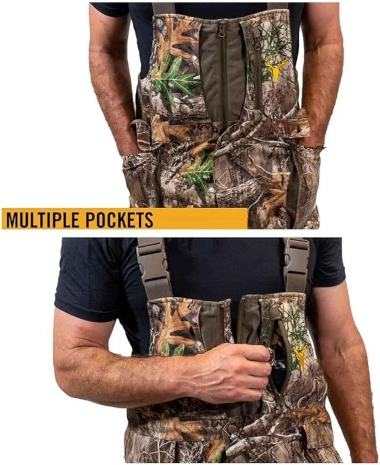 HOT SHOT Men’s Elite Camo Hunting Bib, Waterproof Men’s Camouflage Overalls, Insulated All-Day Cold Weather Hunting Clothes