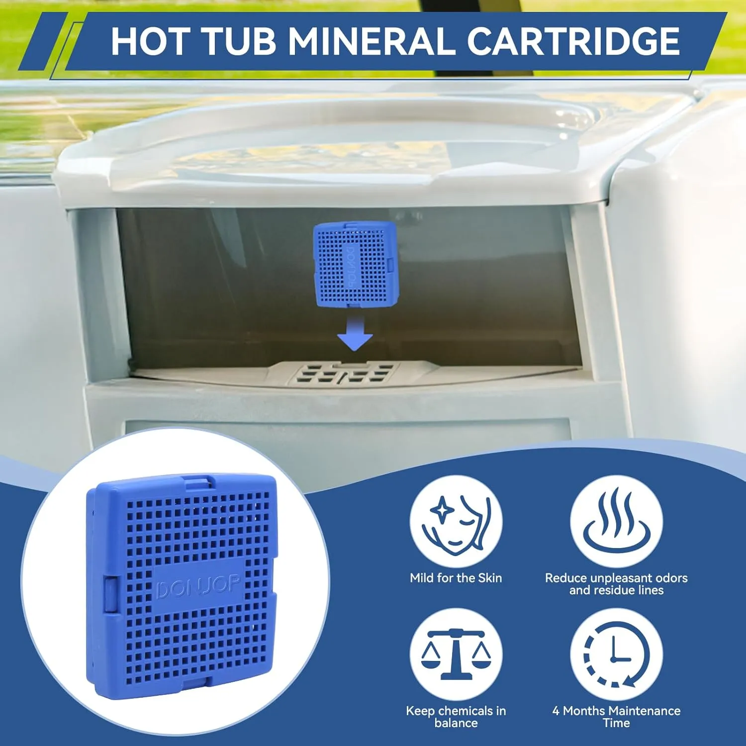 Hot Tub Mineral Cartridge for Sundance Spas,Silver Ion Cartridge Can Last for 4 Months,Spa Mineral Cartridges Makes Your Spa Water Clean and Clarified 2 Pack
